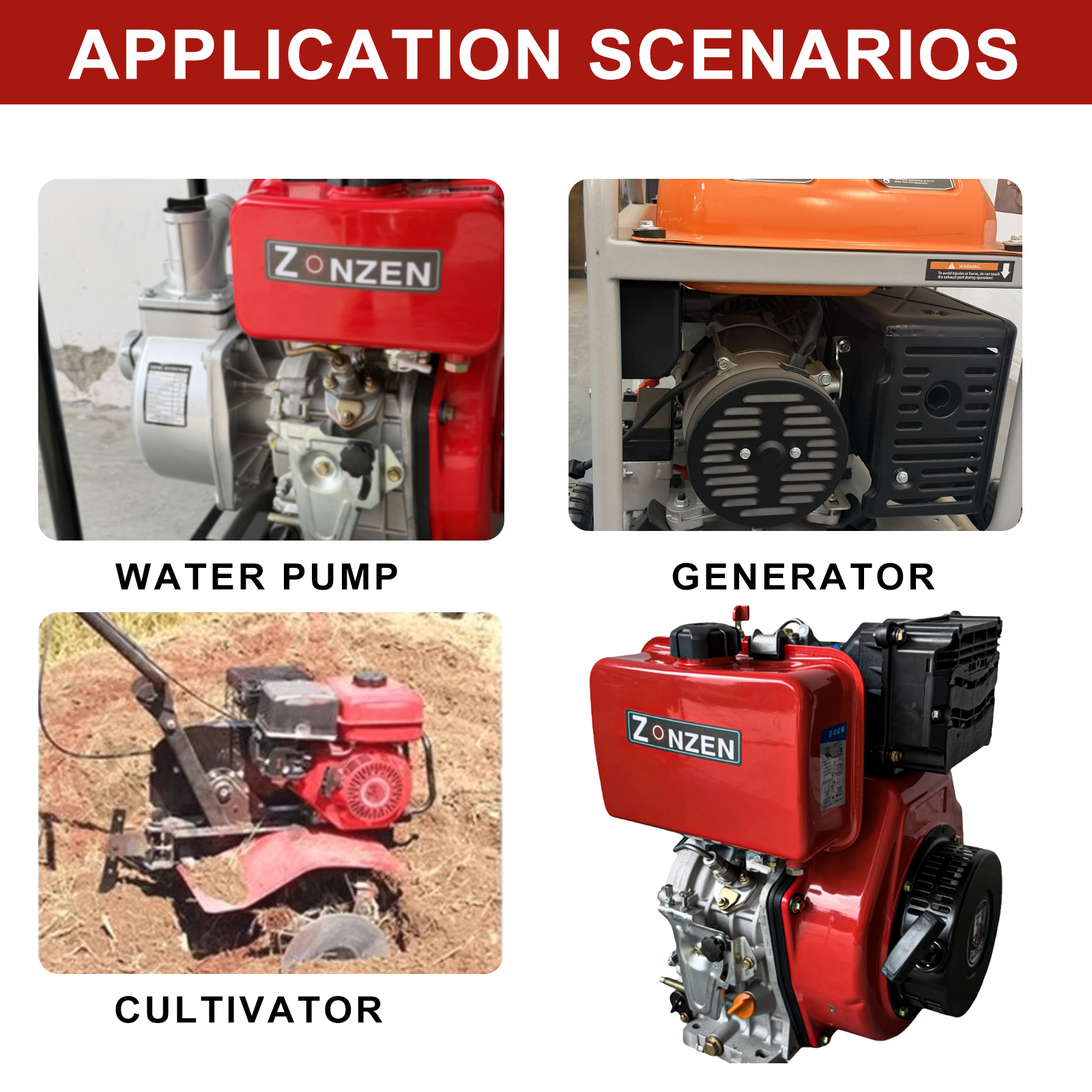 ZONZEN 190CF Air Cooled 90x75 10hp Diesel Engine - Image 5